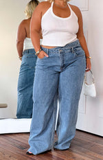Kansis Blue Uneven Waist Jeans Image