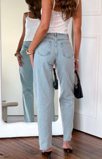 Kansis Light Blue Uneven Waist Jeans Image