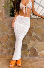 Kasey White Knit Maxi Skirt Image