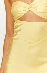 Kenna Yellow Satin Strapless Maxi Dress Image