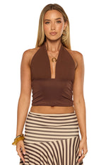 Kerlina Brown Halter Neck Top Image