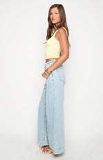 Khali Light Wash Denim Wide Leg Jeans Image