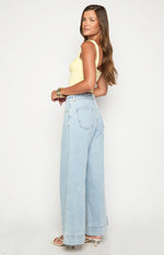 Khali Light Wash Denim Wide Leg Jeans Image