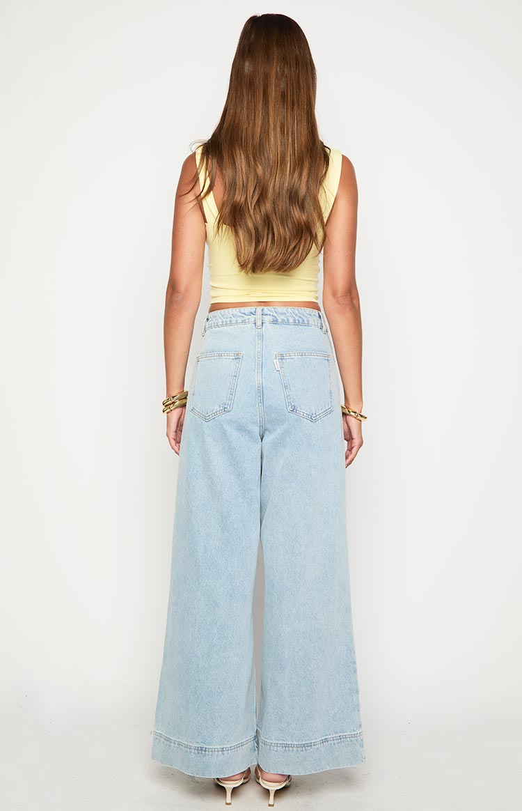 Khali Light Wash Denim Wide Leg Jeans Image