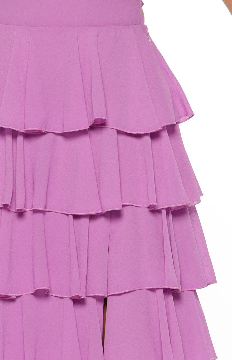 Kim Magenta Strapless Ruffle Maxi Dress Image