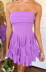 Kimmie Magenta Strapless Ruffle Mini Dress Image