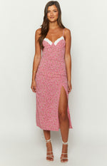 Kinsley Pink Floral Midi Dress Image