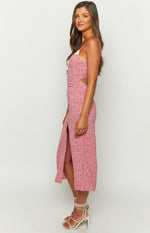 Kinsley Pink Floral Midi Dress Image