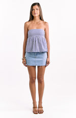 Klee Dark Blue Strapless Tie Back Top Image