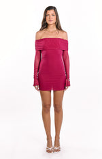 Kofi Wine Long Sleeve Mini Dress Image