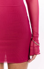 Kofi Wine Long Sleeve Mini Dress Image