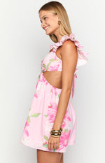 Kyla Pink Lilly Print Mini Dress Image