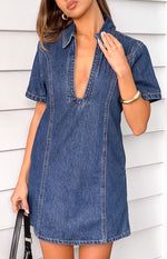 Lachie Dark Wash Denim Mini Dress Image