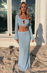 Laila Blue Knit Maxi Skirt Image
