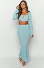 Laila Blue Knit Maxi Skirt Image
