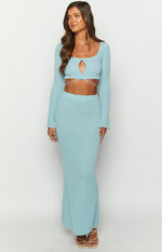 Laila Blue Knit Maxi Skirt Image