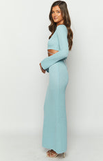 Laila Blue Knit Maxi Skirt Image