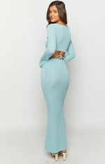 Laila Blue Knit Maxi Skirt Image