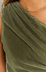 Lailah Khaki One Shoulder Crop Top Image