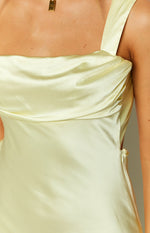 Laria Yellow Satin Formal Maxi Dress Image