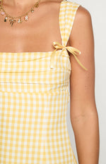 Layla Yellow Gingham Tie Back Mini Dress Image