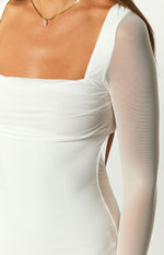 Leyna White Mesh Long Sleeve Dress Image