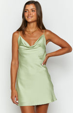Lilee Sage Satin Mini Dress Image
