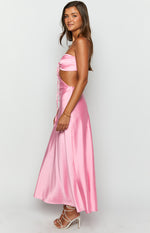 Lili Pink Satin Strapless Maxi Dress Image