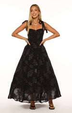 Lily Black Tie Shoulder Formal Maxi Dress Image