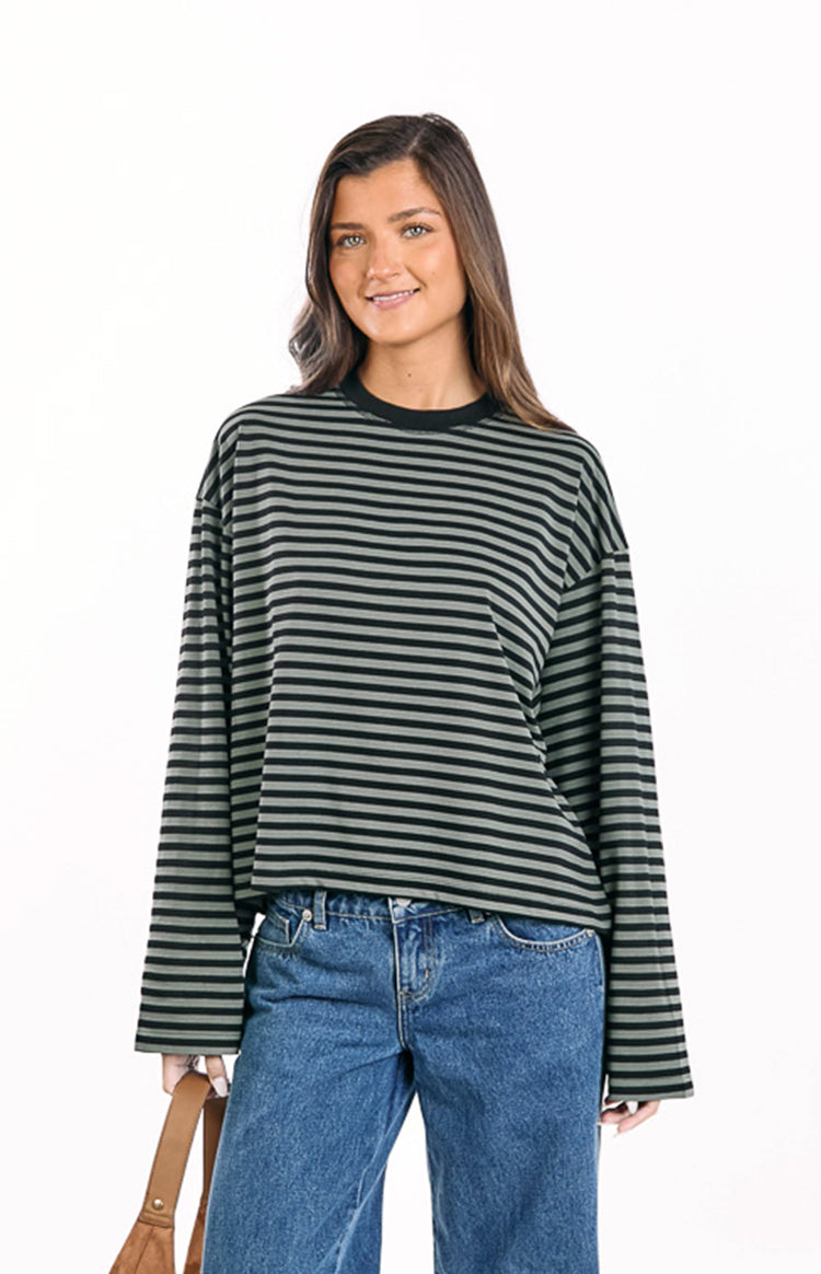 Lioness Bloom Forest Stripe Long Sleeve Top Image