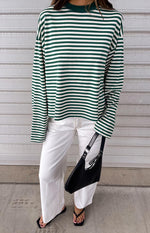 Lioness Bloom Moss Stripe Long Sleeve Top Image