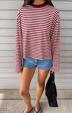 Lioness Bloom Wine Stripe Long Sleeve Top Image