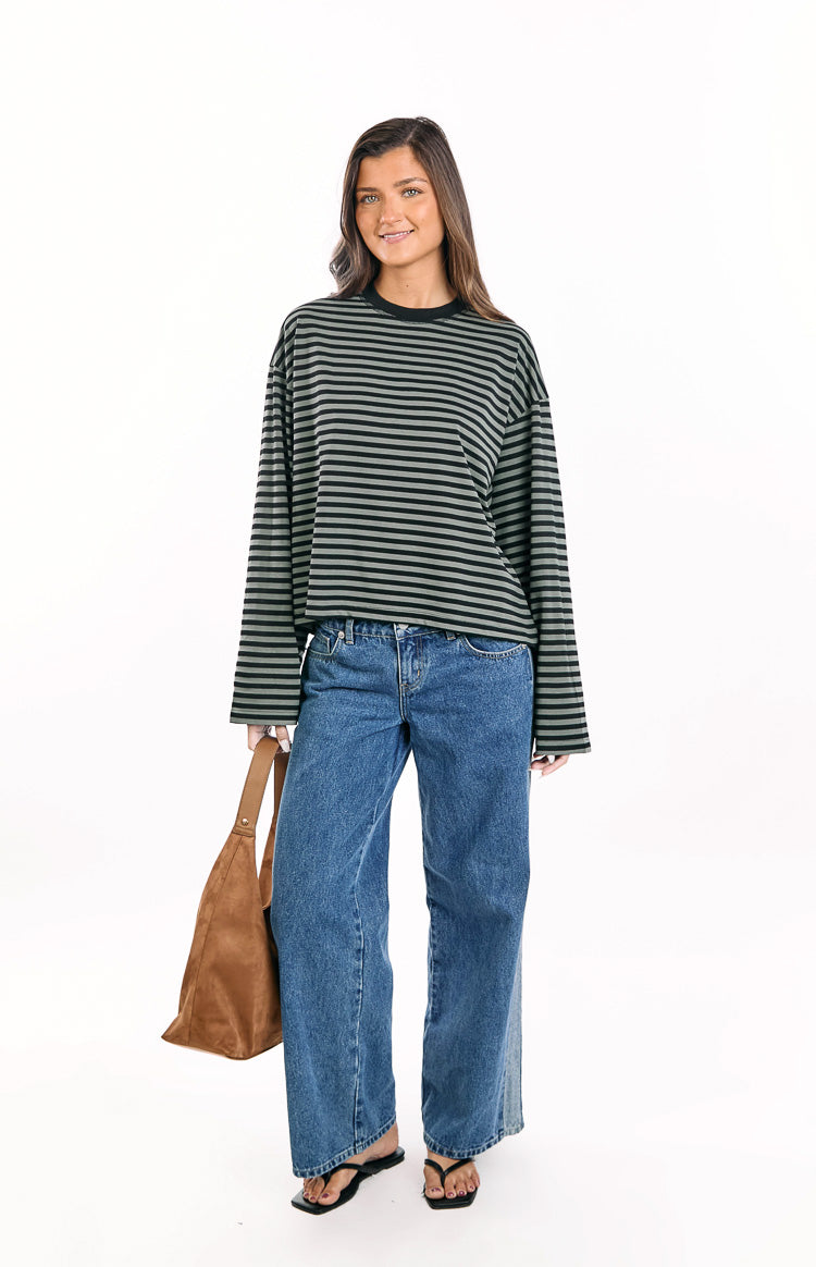 Lioness Bloom Forest Stripe Long Sleeve Top Image