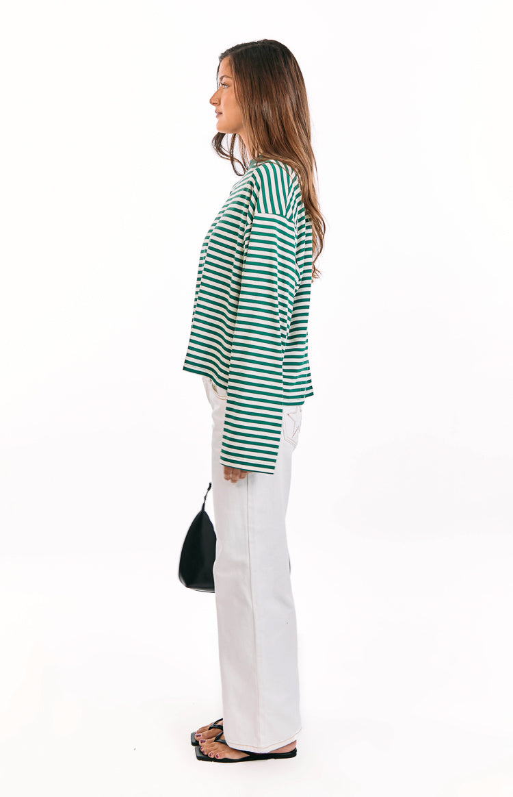Lioness Bloom Moss Stripe Long Sleeve Top Image