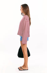 Lioness Bloom Wine Stripe Long Sleeve Top Image