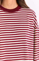 Lioness Bloom Wine Stripe Long Sleeve Top Image