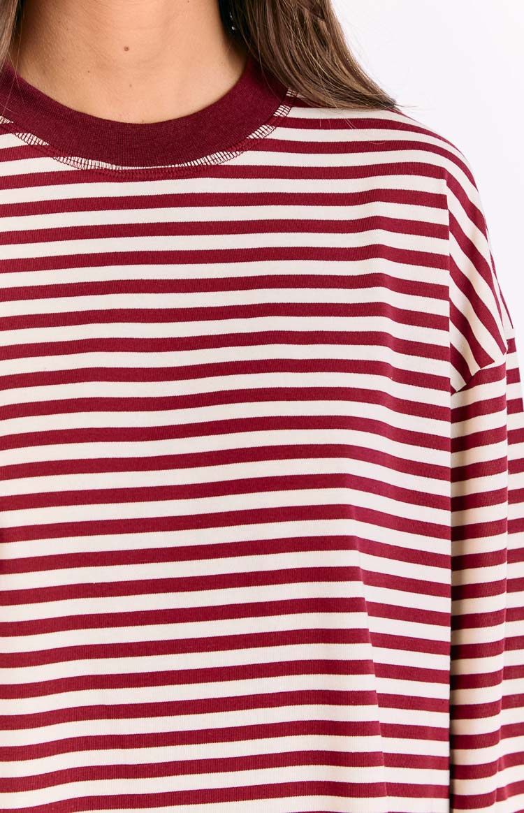 Lioness Bloom Wine Stripe Long Sleeve Top Image