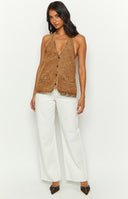 Lioness Hills Halter Stonewash Top