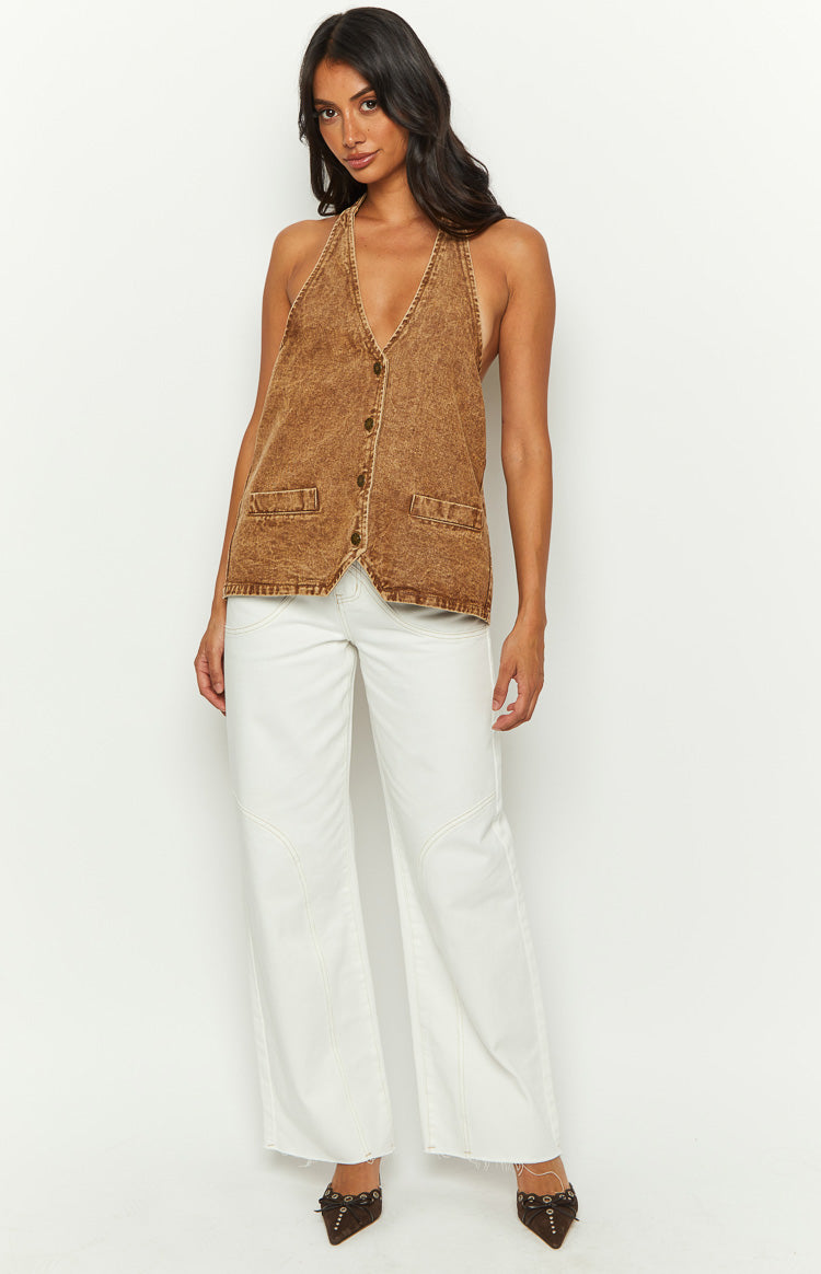 Lioness Hills Halter Stonewash Top Image
