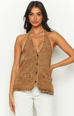 Lioness Hills Halter Stonewash Top Image