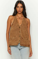 Lioness Hills Halter Stonewash Top Image