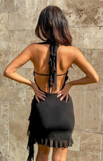 Lola Black Mesh Mini Dress Image
