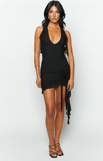 Lola Black Mesh Mini Dress Image