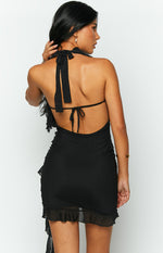 Lola Black Mesh Mini Dress Image