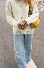 Lolly Cream Lace Trim Knit