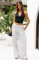 Loreta White Polka Dot Low Waist Pants Image