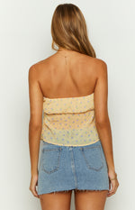 Lou Lou Yellow Floral Strapless Top Image