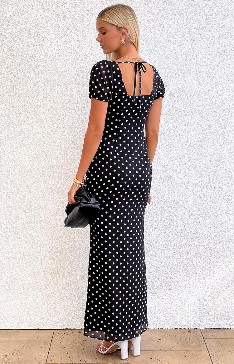 Lovella Black Polka Dot Maxi Dress Image