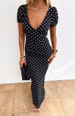 Lovella Black Polka Dot Maxi Dress Image