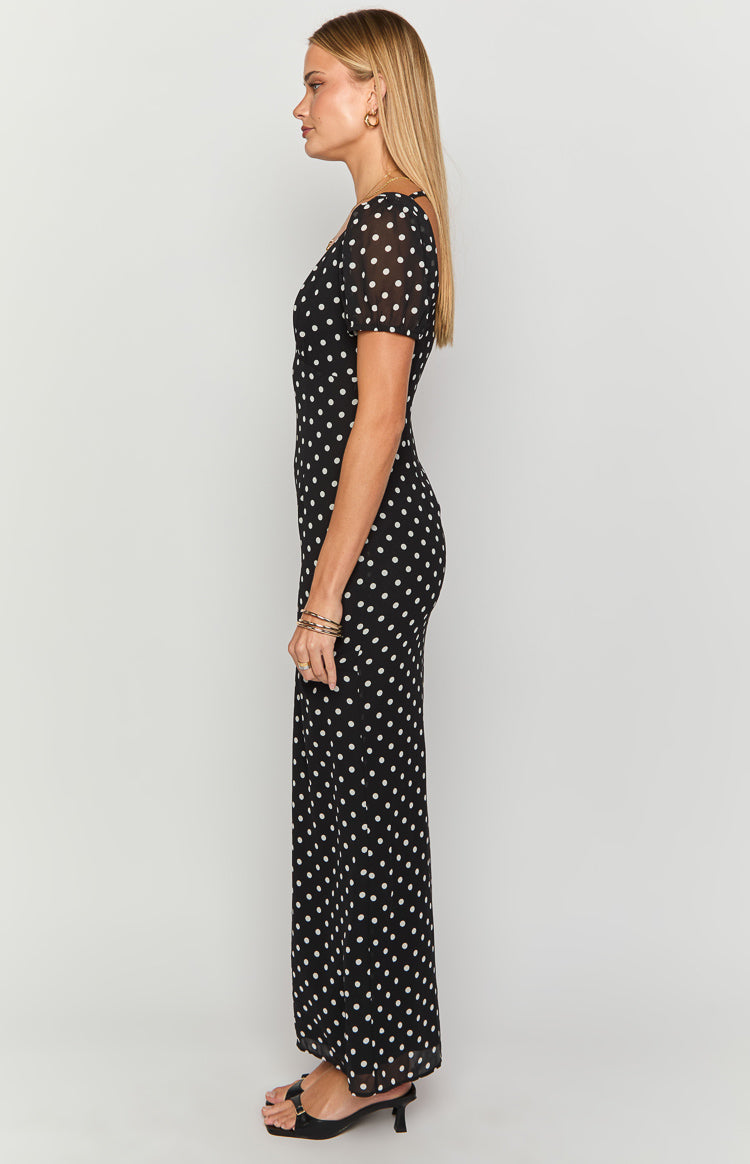 Lovella Black Polka Dot Maxi Dress Image